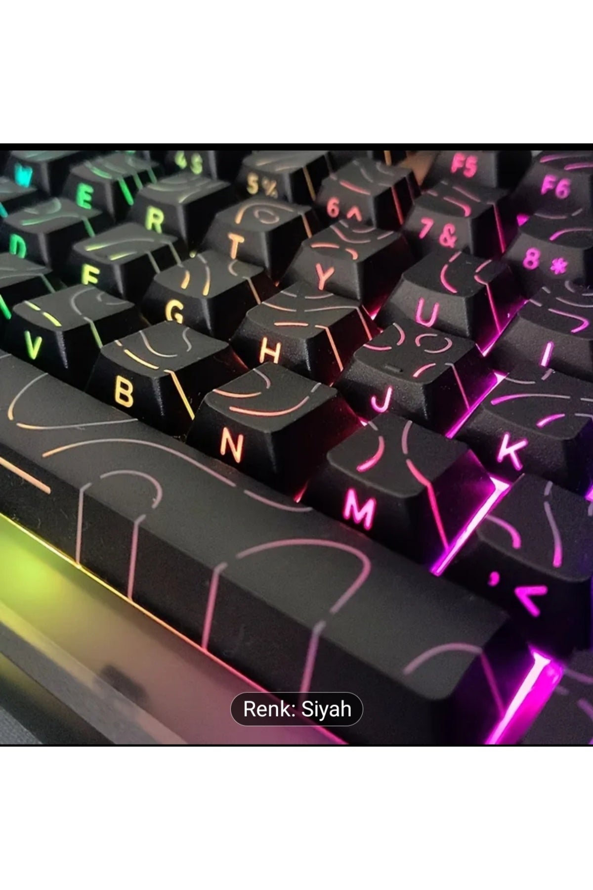 MEKANİK KLAVYE TUŞ TAKIMI-PBT ÇİFT BASKI KEYCAP SETİ- ÇİZGİ DESENLİ 97 TUŞLU -KIRMIZI TUŞ TAKIMI - Desenli Siyah (DesenliSiy…