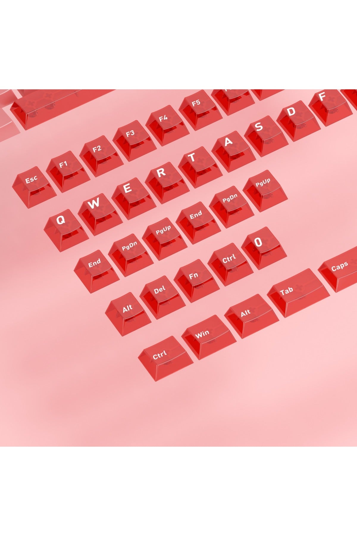 Klavye Keycaps 163 Tuşlu Şeffaf Tuş Takımı - Kırmızı (2131) ürün görseli 4