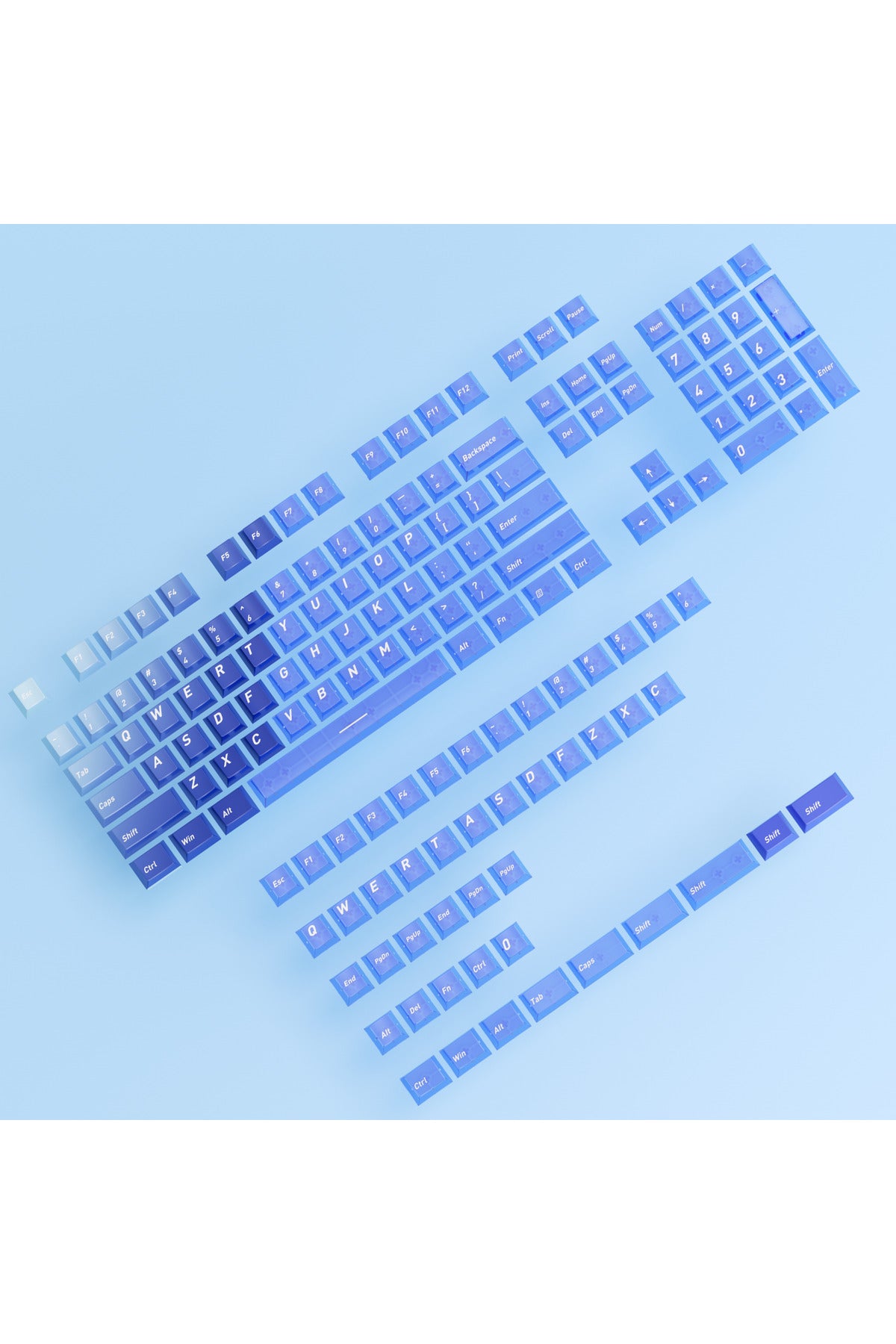 Klavye Keycaps 163 Tuşlu Şeffaf Tuş Takımı - Mavi ürün görseli 2