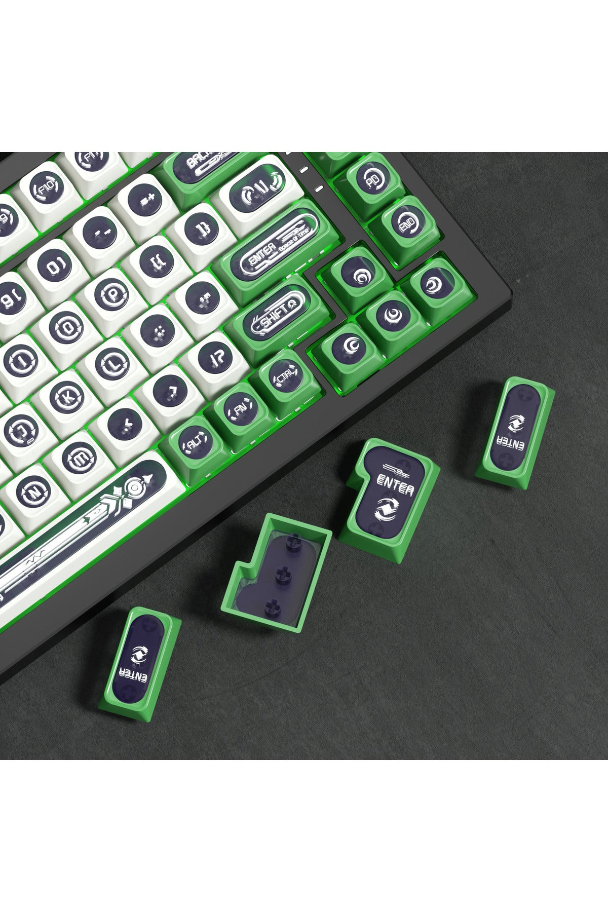 MEKANİK KLAVYE KEYCAP -136 TUŞLU YEŞİL-BEYAZ OPAL TUŞ TAKIMI - Yeşil - Beyaz ürün görseli 4