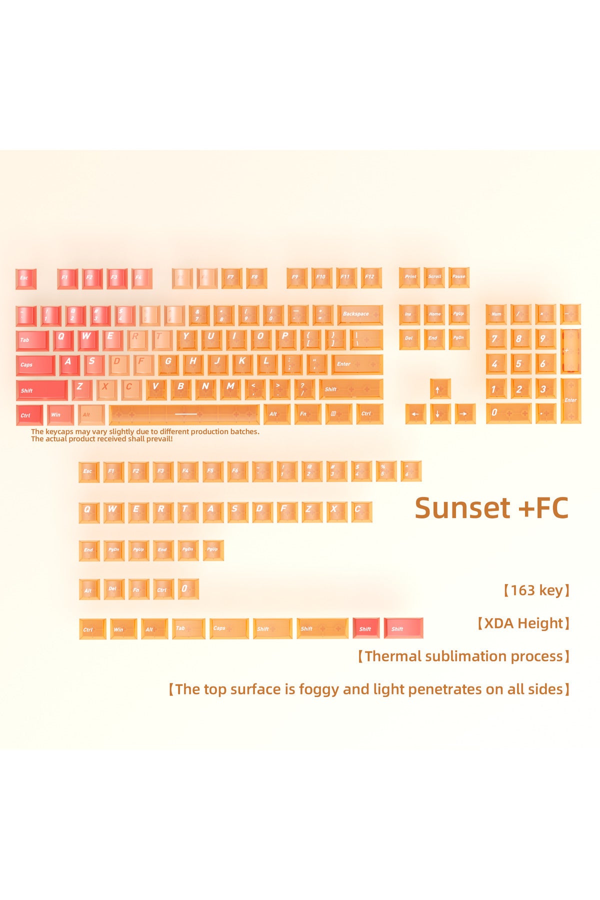 Klavye Keycaps 163 Tuşlu Şeffaf Tuş Takımı - Turuncu ürün görseli 3