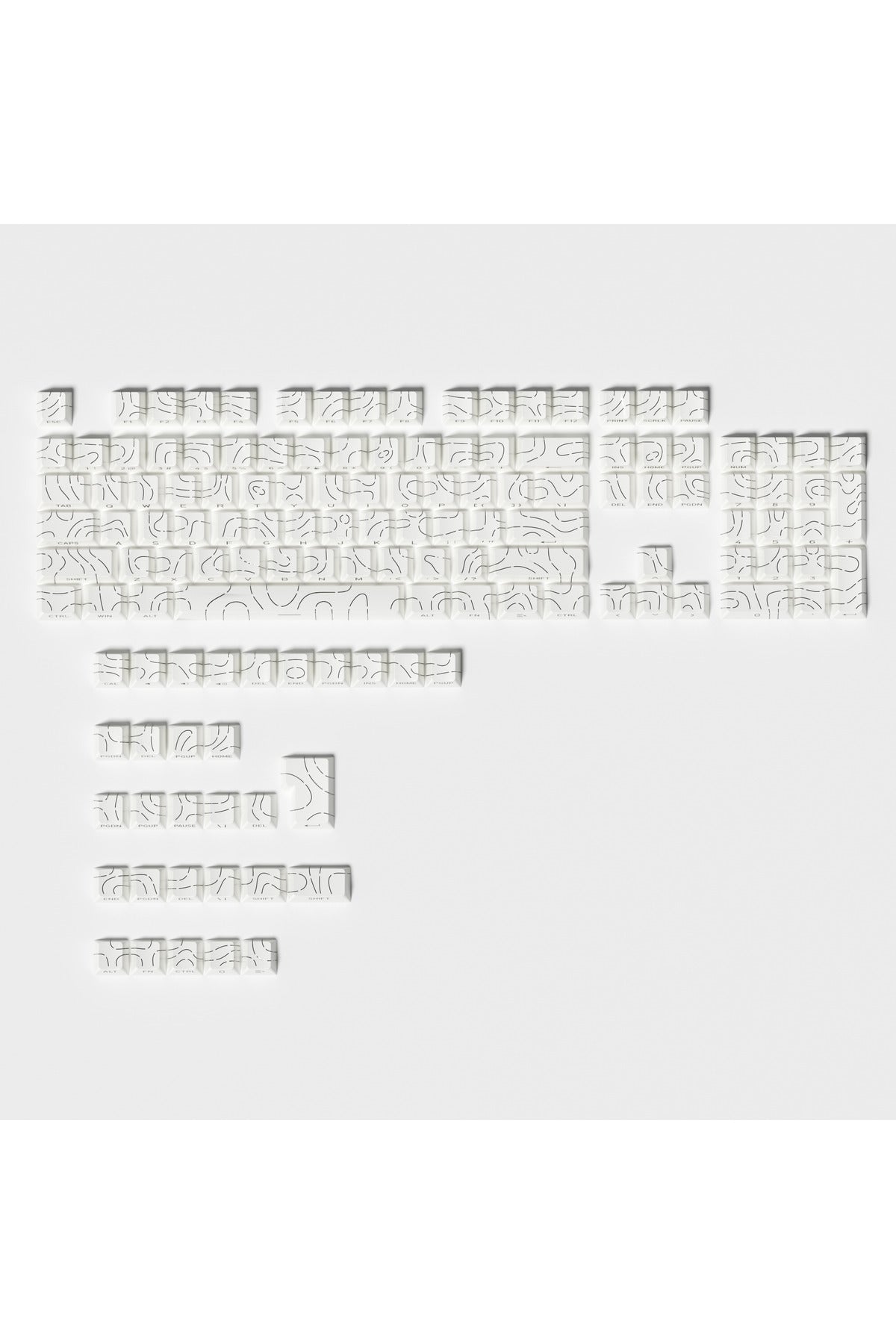 MEKANİK KLAVYE TUŞ TAKIMI-PBT ÇİFT BASKI KEYCAP SETİ- ÇİZGİ DESENLİ 97 TUŞLU -KIRMIZI TUŞ TAKIMI - Desenli Beyaz ürün görsel…