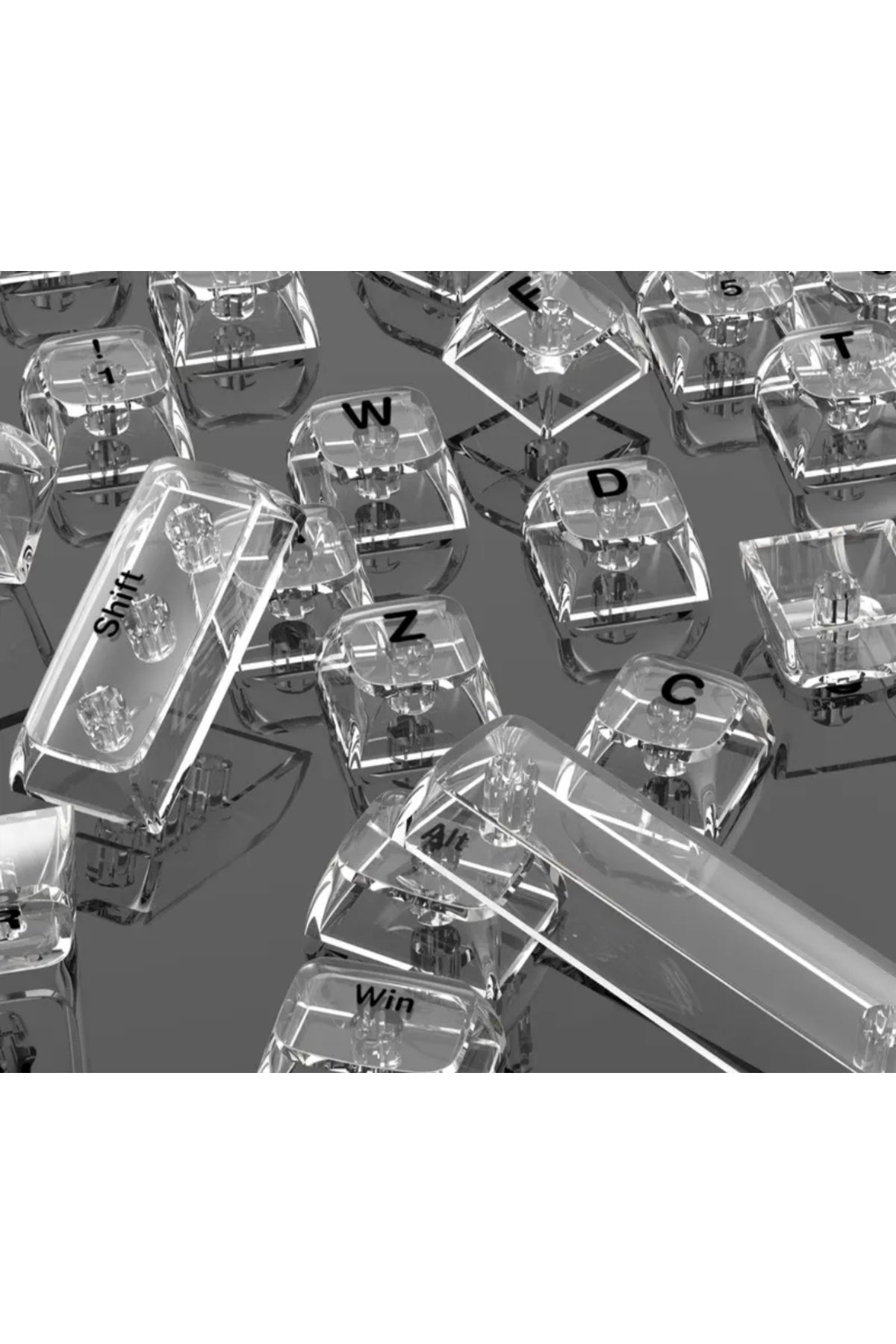 MEKANİK KLAVYE KEYCAP - RGB 118 TUŞLU ŞEFFAF TUŞ TAKIMI - Şeffaf Beyaz ürün görseli 4