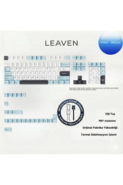 MEKANİK KLAVE- PBT ÇİFT BASKI KEYCAP SETİ GRİ SİYAH- KREM 128 TUŞLU KEYCAP - Mavi - Beyaz ürün görseli 1