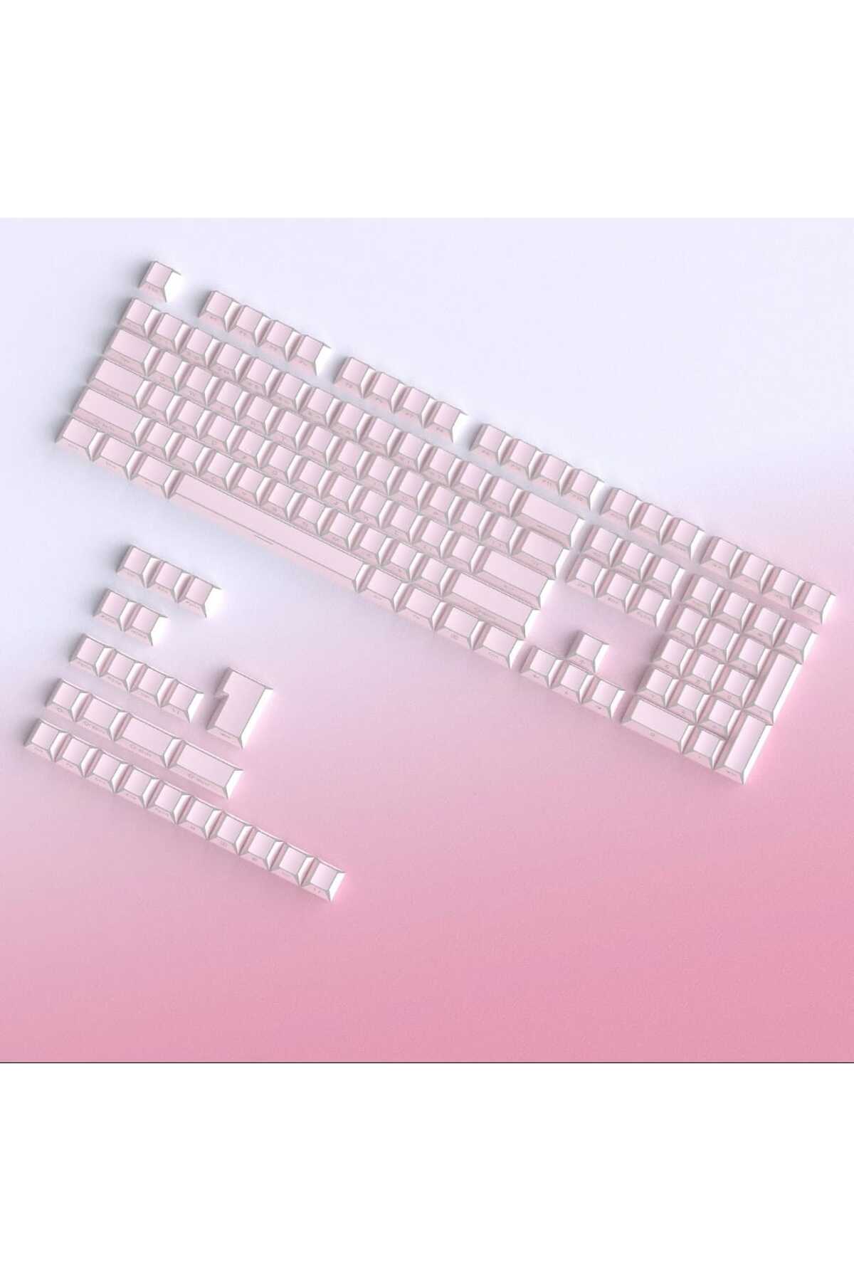 Folding Shadow 132 Tuş Işık Geçirgen RGB Uyumlu PBT Tuş Takım Seti - Pembe ürün görseli 1