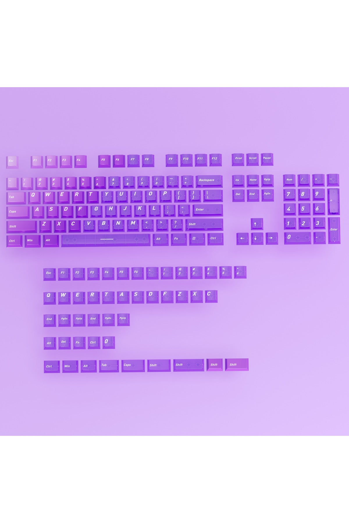 Klavye Keycaps 163 Tuşlu Şeffaf Tuş Takımı - Mor ürün görseli 1