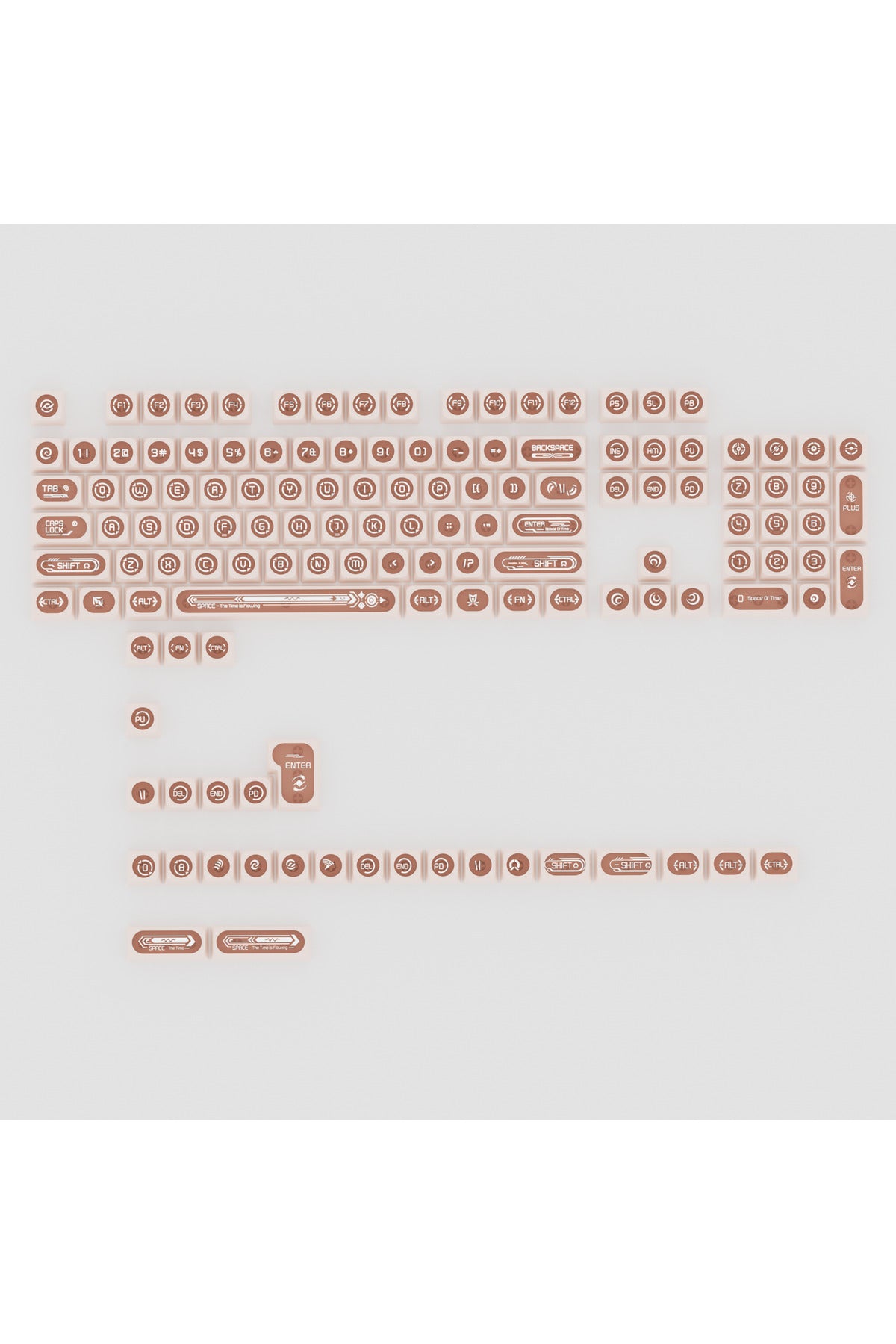 KLAVYE KEYCAPS -136 TUŞLU KIRMIZI, YARI ŞEFFAF IŞIK GEÇİREN TUŞ TAKIMI - Kahverengi ürün görseli 2