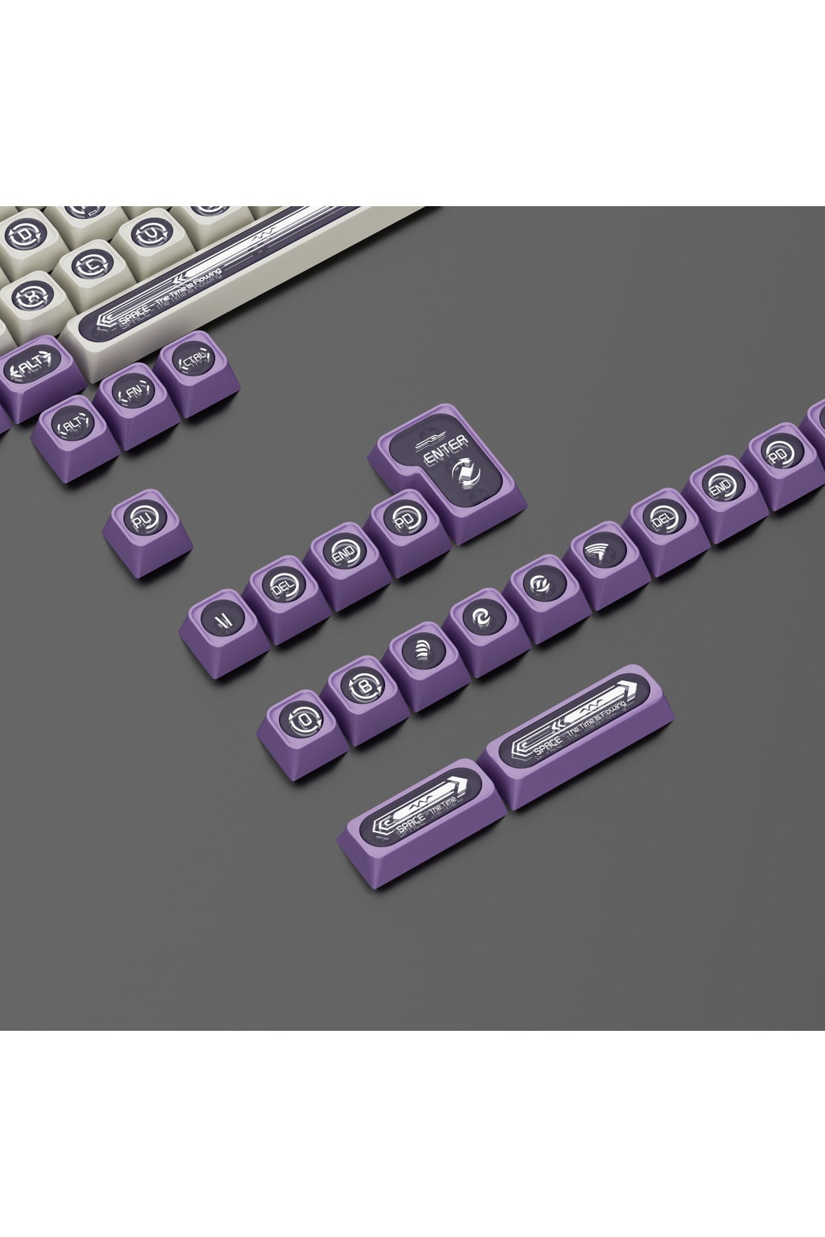 MEKANİK KLAVYE KEYCAP -136 TUŞLU YEŞİL-BEYAZ OPAL TUŞ TAKIMI - Mor - Beyaz ürün görseli 3