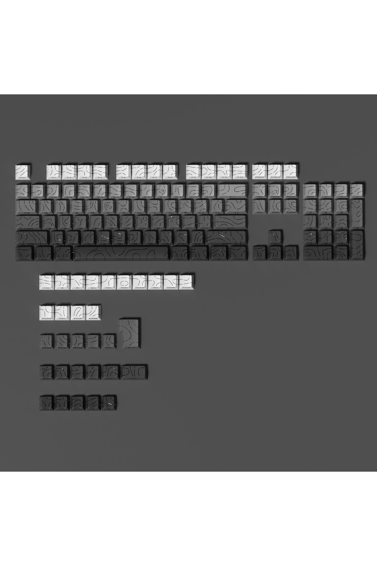 MEKANİK KLAVYE TUŞ TAKIMI -PBT ÇİFT BASKI KEYCAP SETİ- ÇİZGİ DESENLİ 137 TUŞLU -PEMBE BEYAZ GRADYEN TUŞ TAKIMI - Siyah - Gri…
