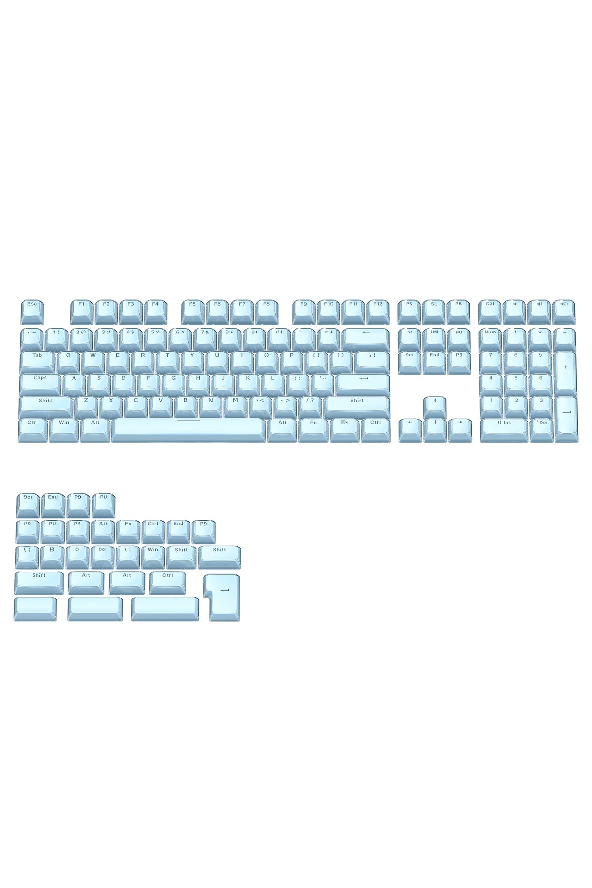MEKANİK KLAVYE CRYSTAL JELLY KEYCAPS -136 TUŞLU KRİSTAL Jelly YARI SAYDAM OEM PROFİL PEMBE TUŞ TAKIMI - Mavi ürün görseli 2