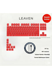 MEKANİK KLAVYE TUŞ TAKIMI-PBT ÇİFT BASKI KEYCAP SETİ- ÇİZGİ DESENLİ 97 TUŞLU -KIRMIZI TUŞ TAKIMI - Desenli Kırmızı ürün görs…