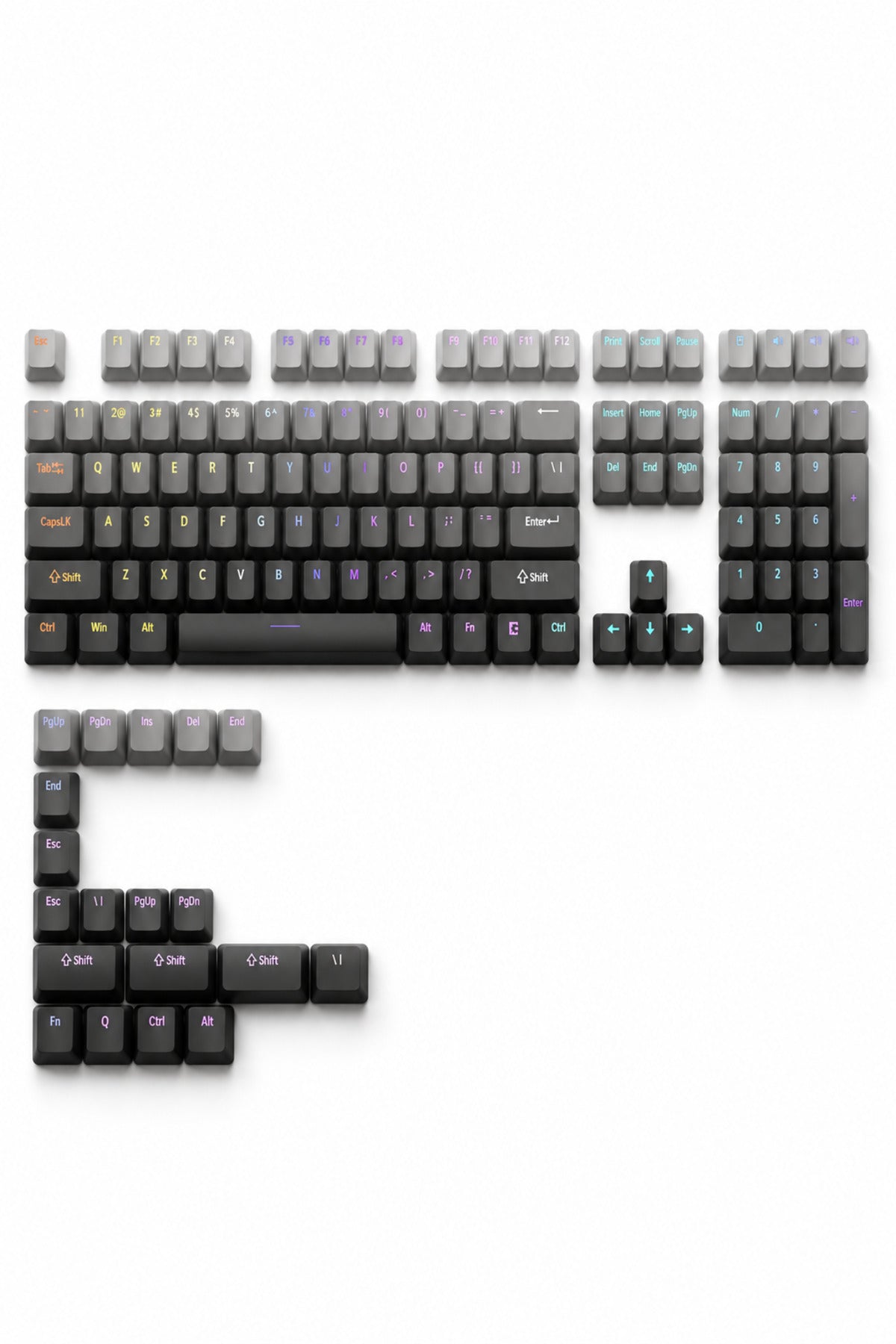 Gradient Mekanik Klavye OEM Profil RGB Tuş Takımı PBT - Siyah ürün görseli 1