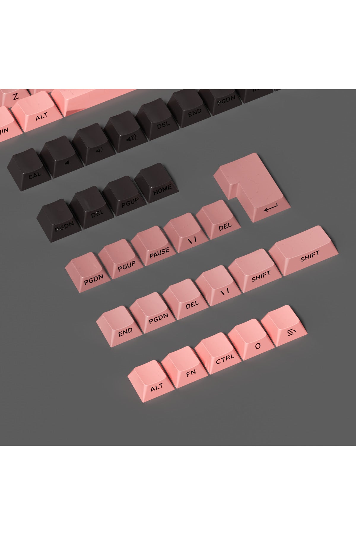 MEKANİK KLAVYE KEYCAP SETİ MAVİ-BEYAZ KADEMELİ 136 TUŞLU KEYCAP - Pembe - Siyah ürün görseli 5