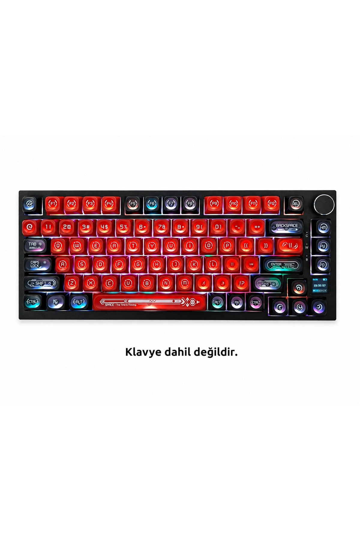 KLAVYE KEYCAPS -136 TUŞLU KIRMIZI, YARI ŞEFFAF IŞIK GEÇİREN TUŞ TAKIMI - Kırmızı - Siyah ürün görseli 3