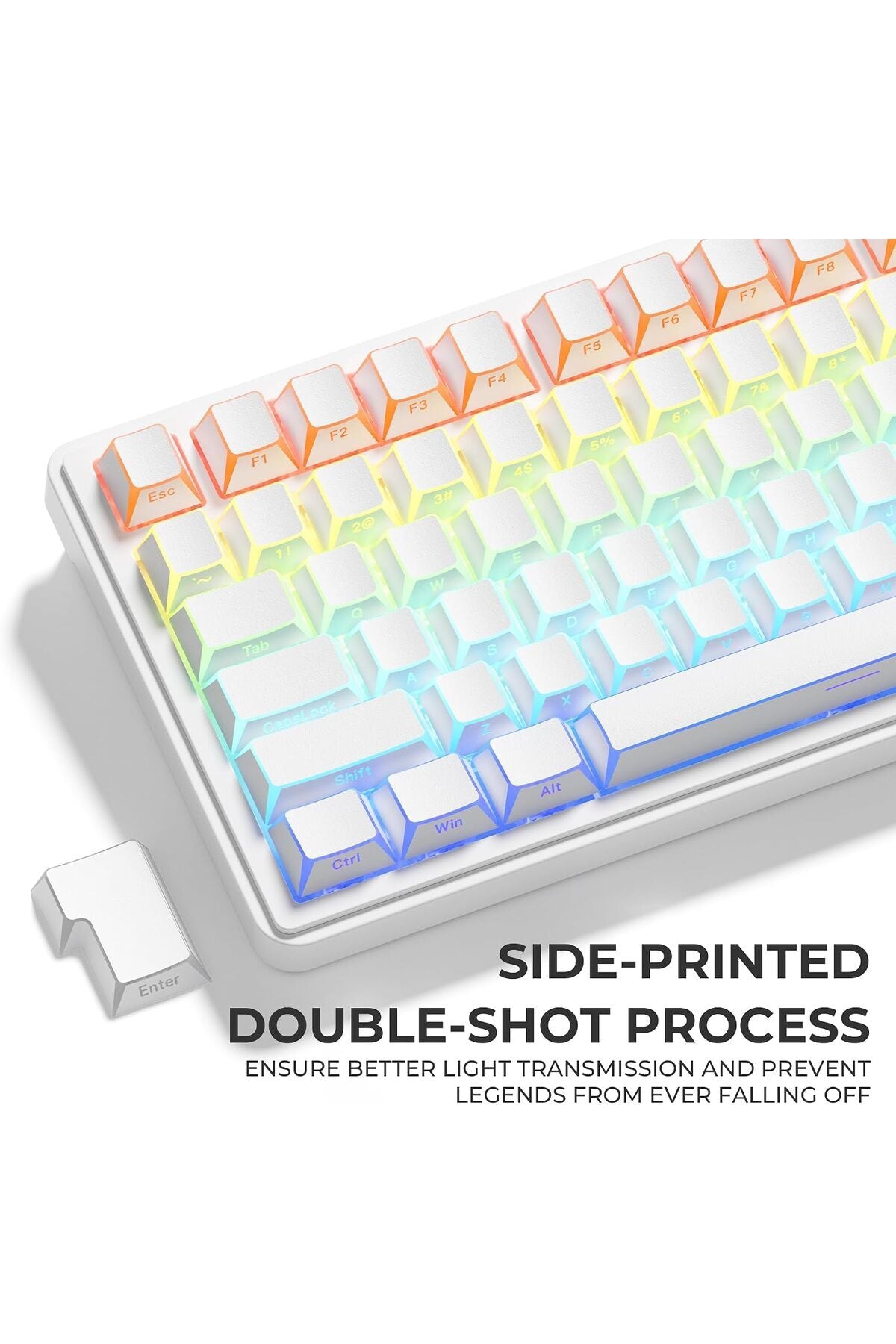 Folding Shadow 132 Tuş Işık Geçirgen RGB Uyumlu PBT Tuş Takım Seti - Beyaz (ygg8643) ürün görseli 6