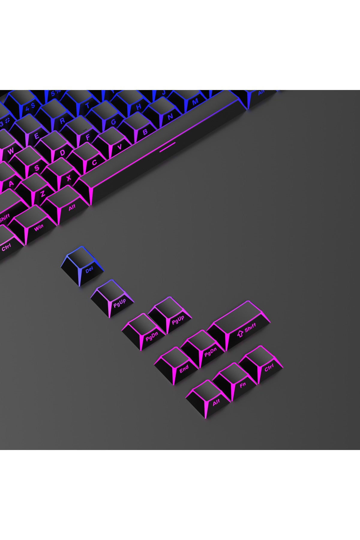 Folding Shadow 132 Tuş Işık Geçirgen RGB Uyumlu PBT Tuş Takım Seti - Siyah ürün görseli 5