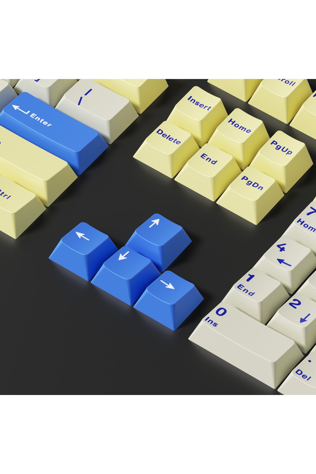 MEKANİK KLAVE- PBT ÇİFT BASKI KEYCAP SETİ GRİ SİYAH- KREM 128 TUŞLU KEYCAP - Sarı - Mavi ürün görseli 6
