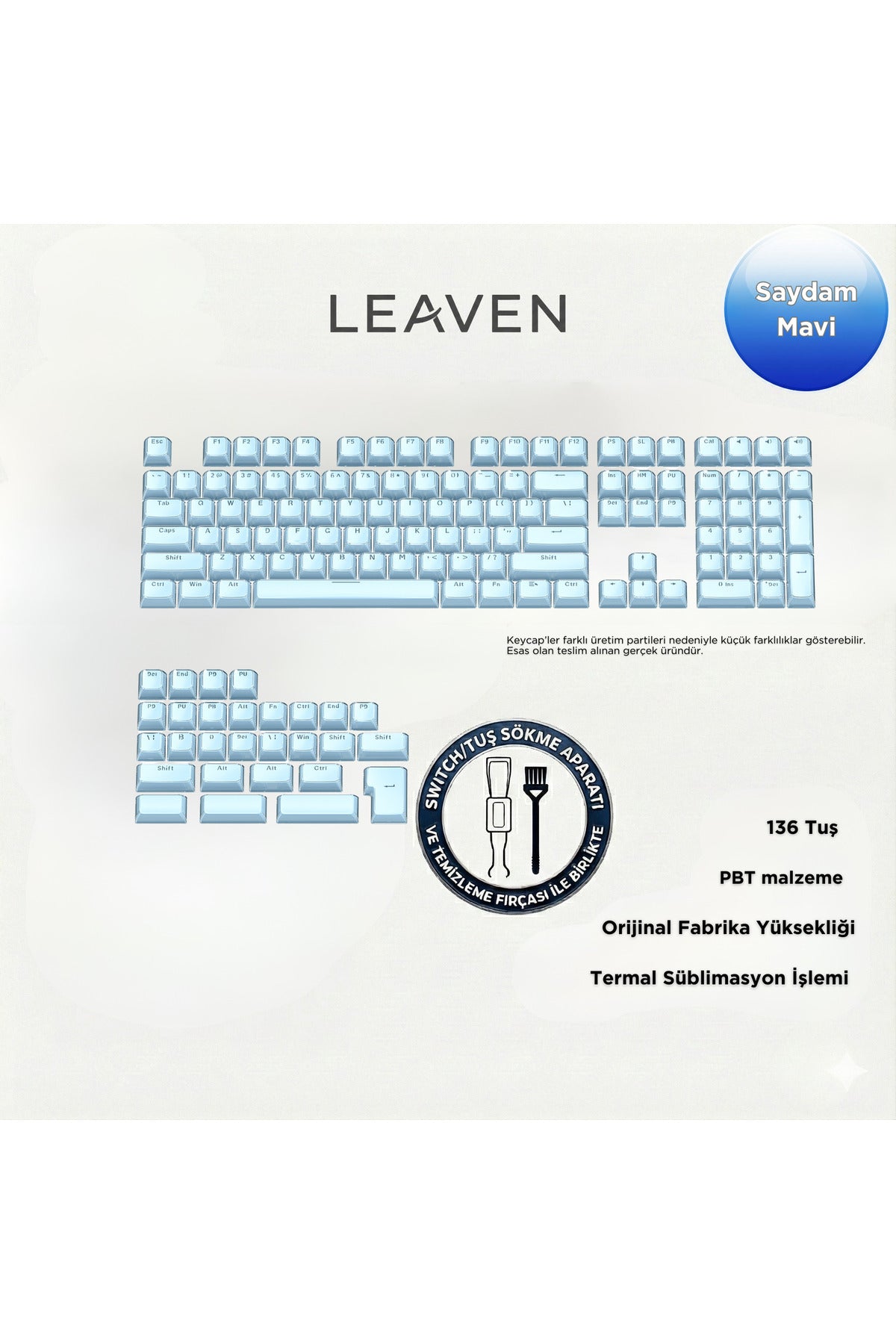 MEKANİK KLAVYE CRYSTAL JELLY KEYCAPS -136 TUŞLU KRİSTAL Jelly YARI SAYDAM OEM PROFİL PEMBE TUŞ TAKIMI - Mavi ürün görseli 1