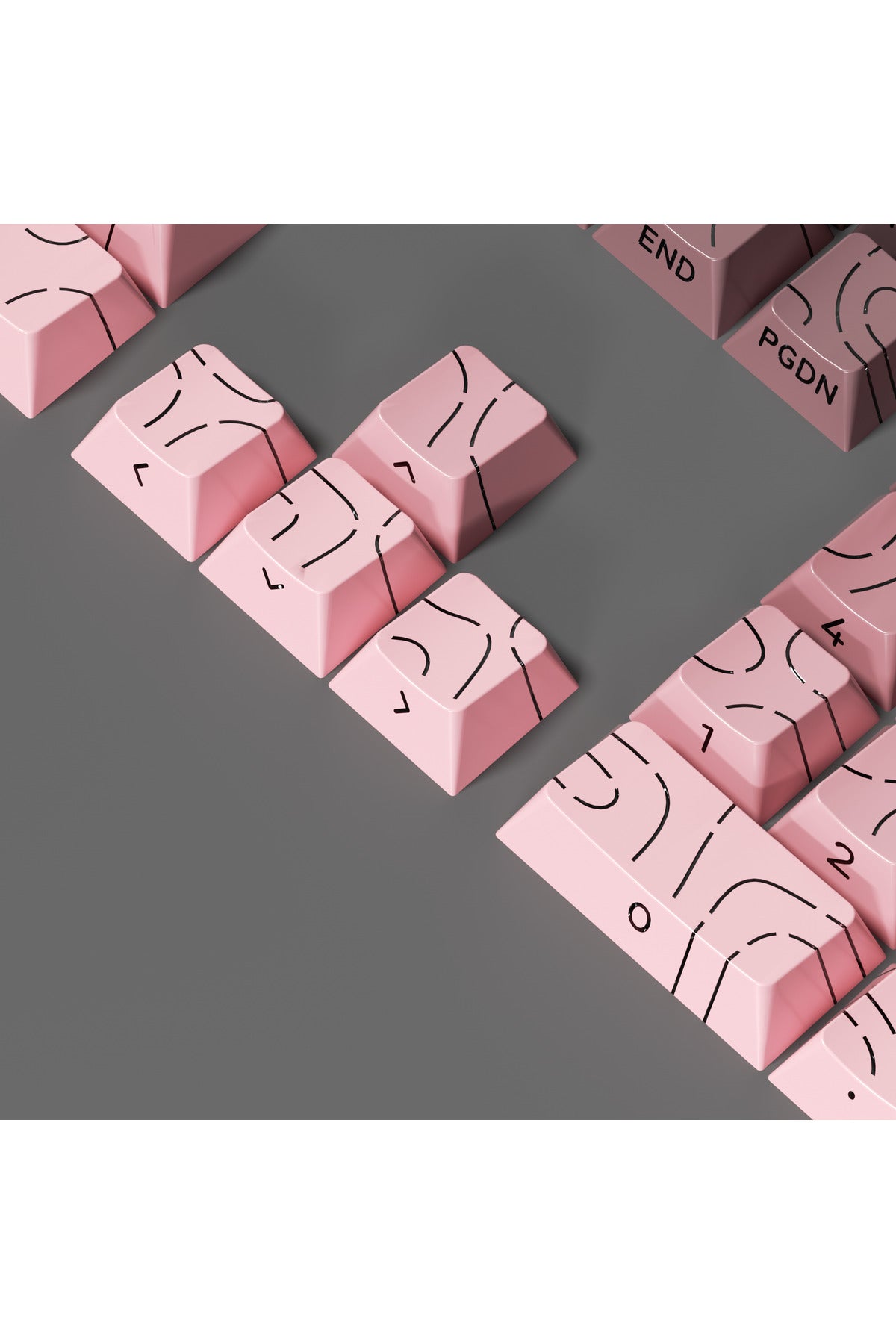 MEKANİK KLAVYE TUŞ TAKIMI -PBT ÇİFT BASKI KEYCAP SETİ- ÇİZGİ DESENLİ 137 TUŞLU -PEMBE BEYAZ GRADYEN TUŞ TAKIMI - Pembe - Siy…