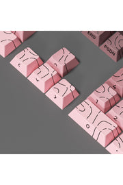 MEKANİK KLAVYE TUŞ TAKIMI -PBT ÇİFT BASKI KEYCAP SETİ- ÇİZGİ DESENLİ 137 TUŞLU -PEMBE BEYAZ GRADYEN TUŞ TAKIMI - Pembe - Siy…