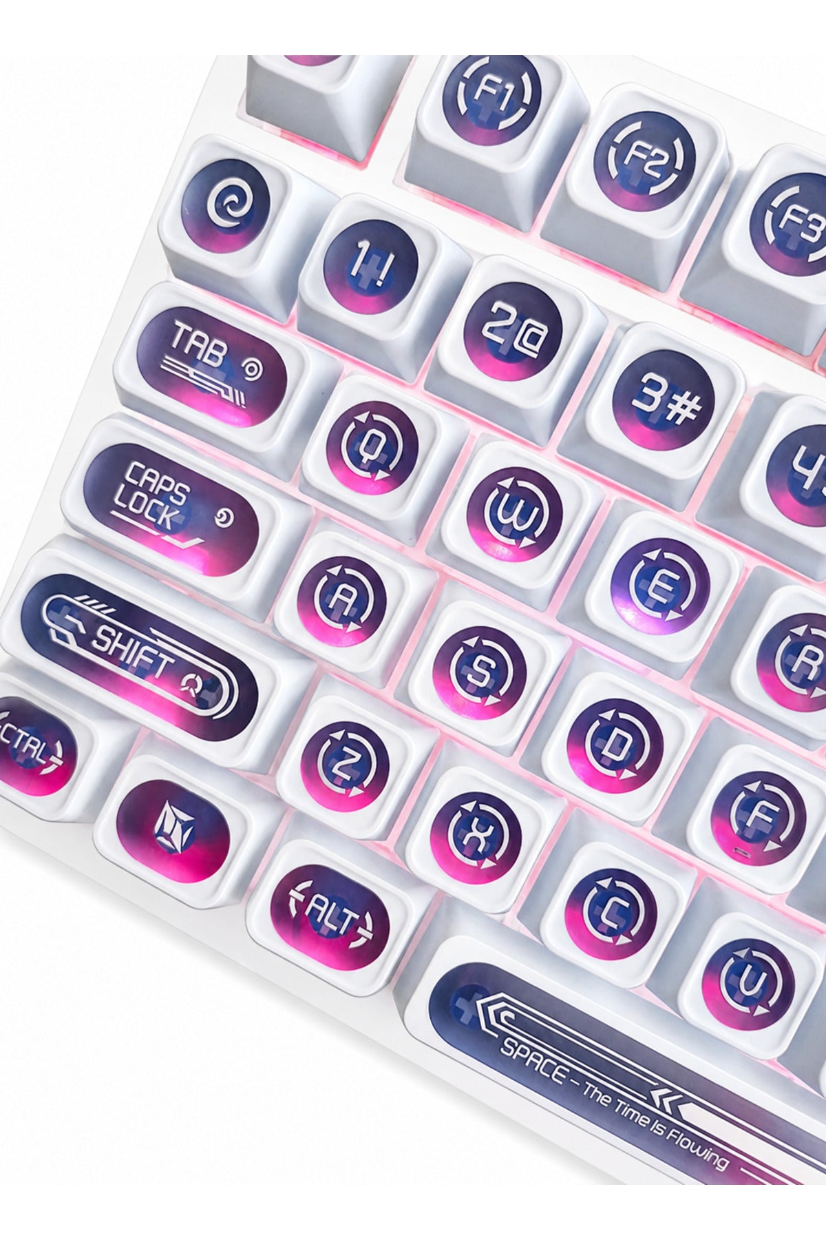 KLAVYE KEYCAPS -136 TUŞLU KIRMIZI, YARI ŞEFFAF IŞIK GEÇİREN TUŞ TAKIMI - Beyaz ürün görseli 1
