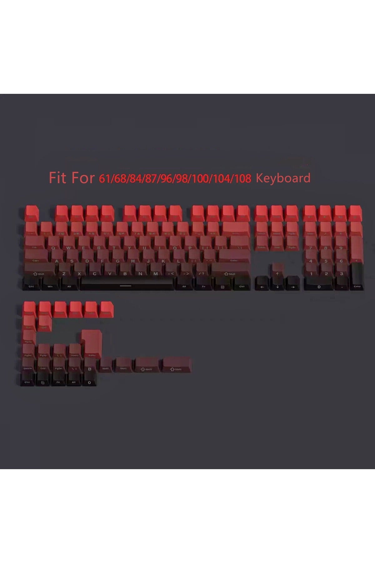 Mekanik Klavye Keycaps Seti- 130 Tuş PBT Çift Baskılı-Alttan Baskılı Gradyen Renkli - Kırmızı ürün görseli 4