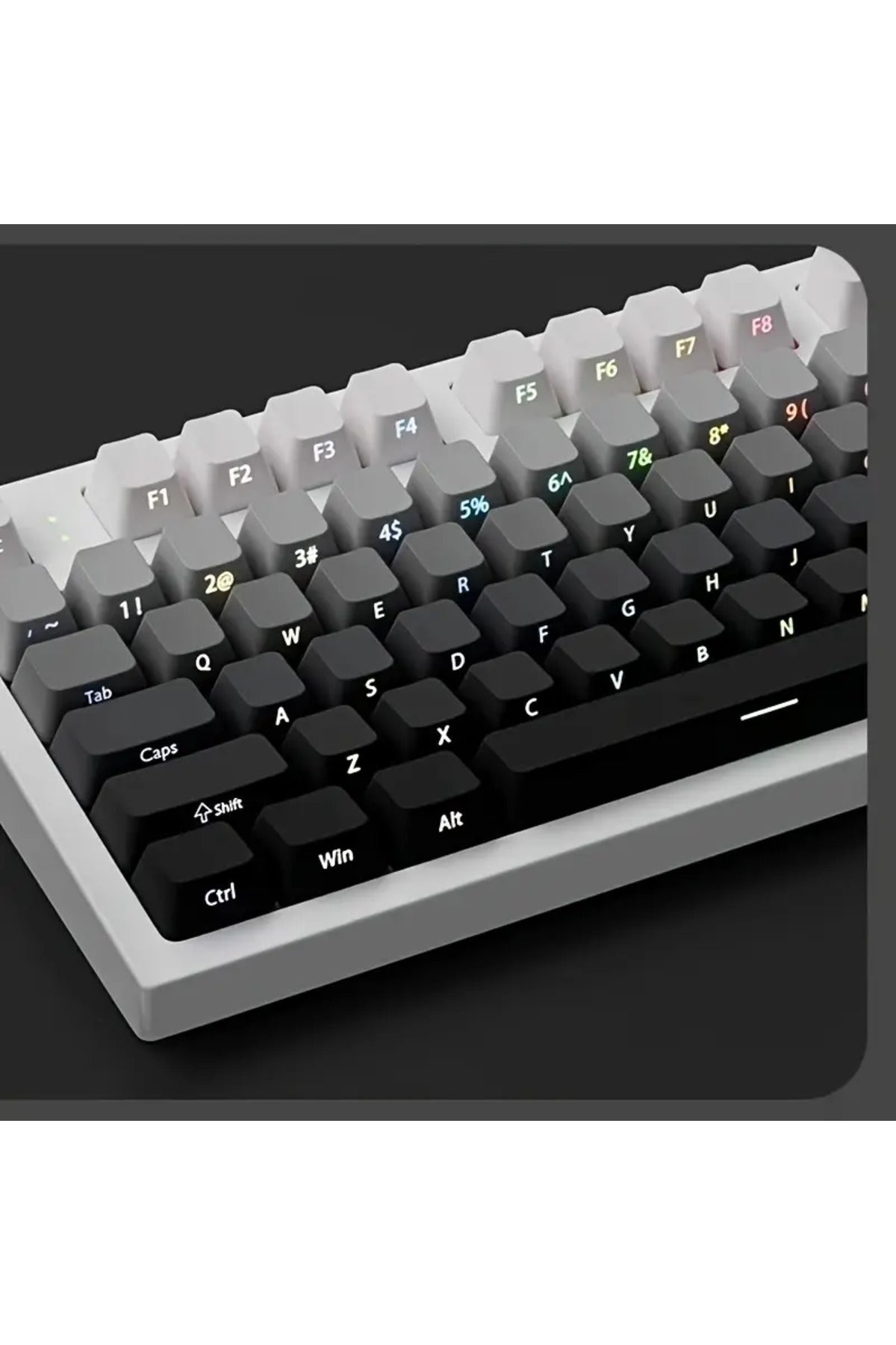 Mekanik Klavye Keycaps Seti- 130 Tuş PBT Çift Baskılı-Alttan Baskılı Gradyen Renkli - Siyah ürün görseli 4