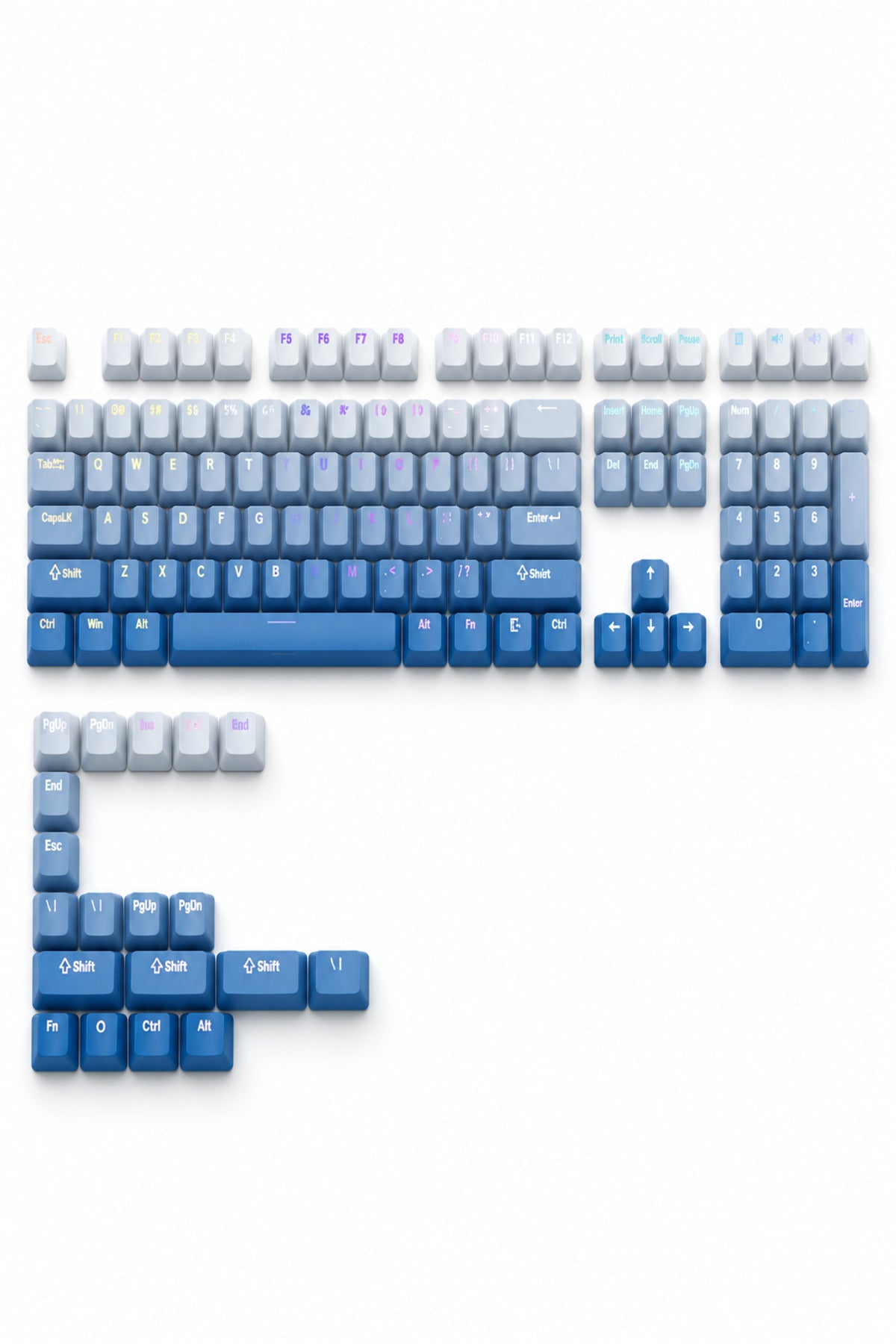 Gradient Mekanik Klavye OEM Profil RGB Tuş Takımı PBT - Mavi ürün görseli 1