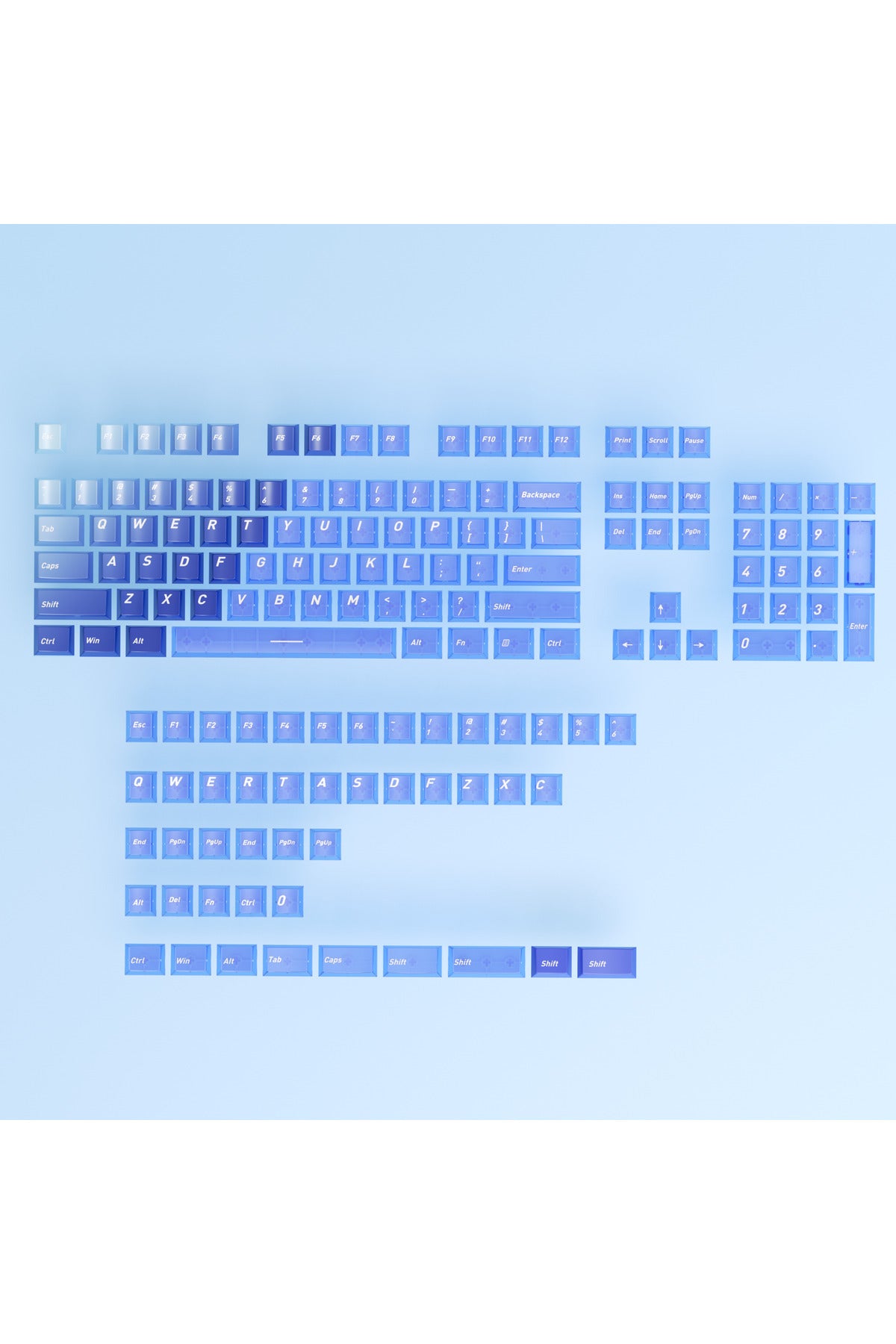 Klavye Keycaps 163 Tuşlu Şeffaf Tuş Takımı - Mavi ürün görseli 4