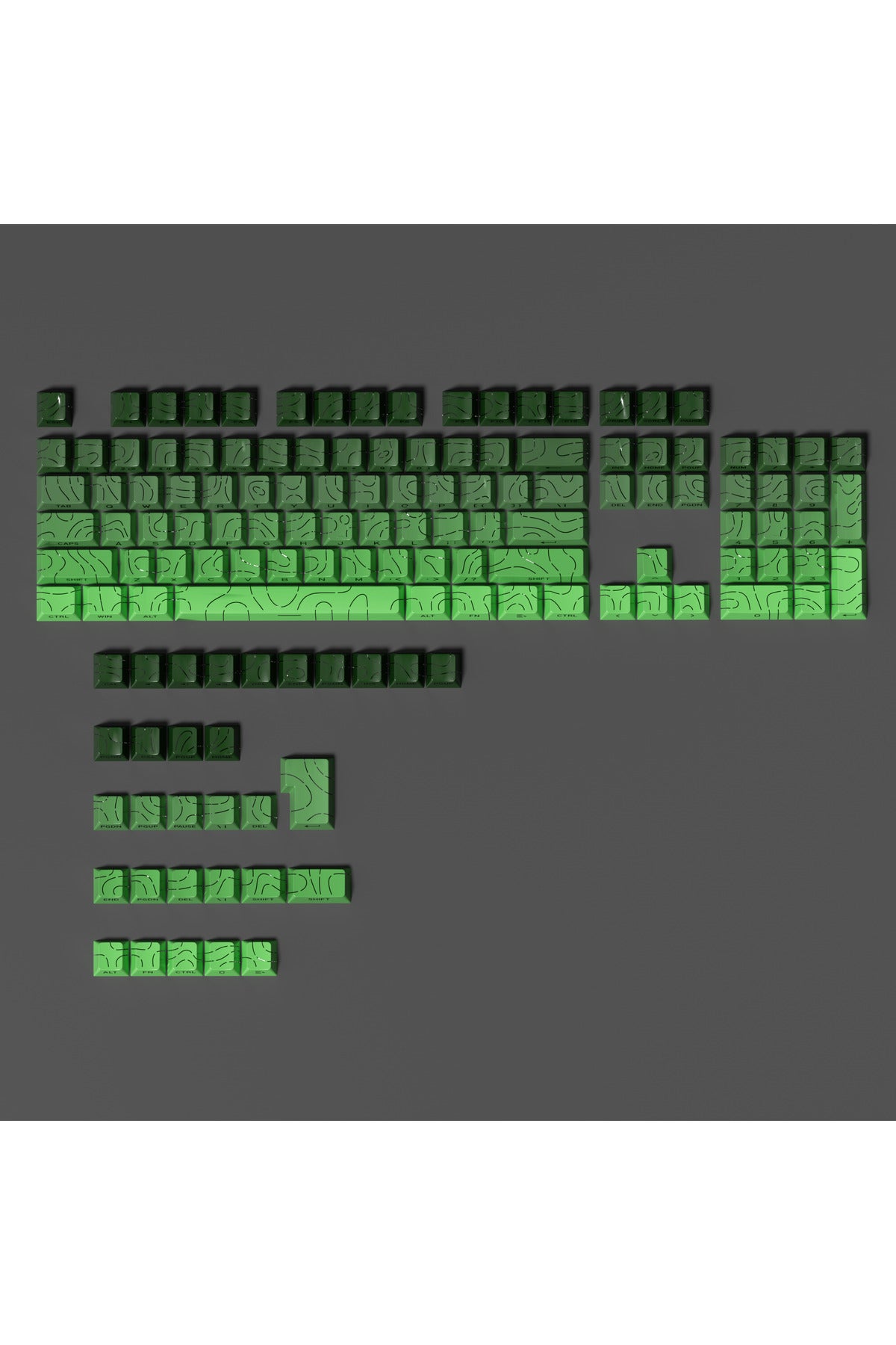 MEKANİK KLAVYE TUŞ TAKIMI -PBT ÇİFT BASKI KEYCAP SETİ- ÇİZGİ DESENLİ 137 TUŞLU -PEMBE BEYAZ GRADYEN TUŞ TAKIMI - Yeşil - Siy…