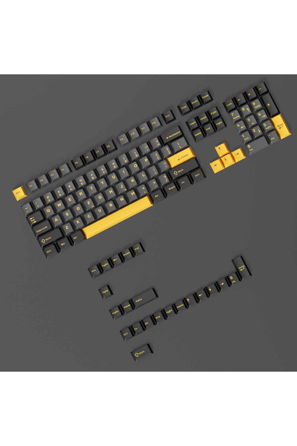 MEKANİK KLAVE- PBT ÇİFT BASKI KEYCAP SETİ GRİ SİYAH- KREM 128 TUŞLU KEYCAP - Siyah - Sarı ürün görseli 2