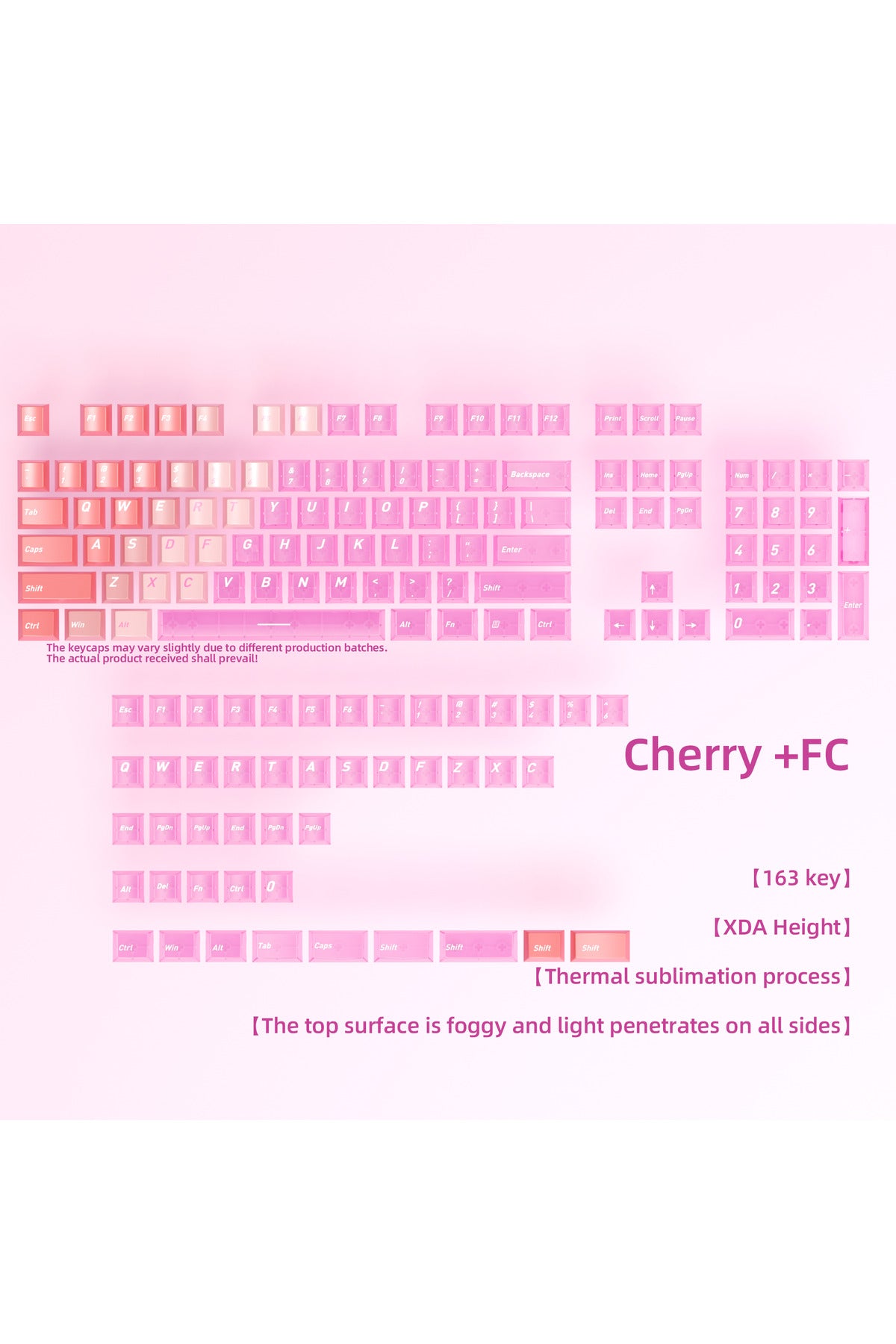 Klavye Keycaps 163 Tuşlu Şeffaf Tuş Takımı - Kırmızı (40) ürün görseli 3
