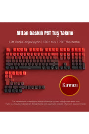 Mekanik Klavye Keycaps Seti- 130 Tuş PBT Çift Baskılı-Alttan Baskılı Gradyen Renkli - Kırmızı ürün görseli 1