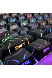 Mekanik Klavye Keycaps Seti- 130 Tuş PBT Çift Baskılı-Alttan Baskılı Gradyen Renkli - Çizgili Siyah ürün görseli 2
