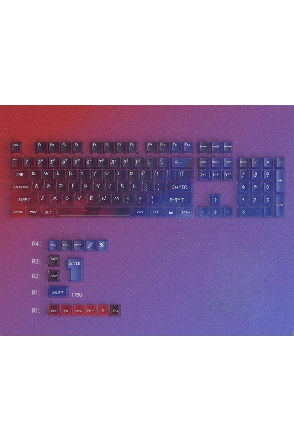 Nebula bulutu Keycaps Renkli Sisli Mekanik RGB Klavye Tuş Takımı - Şeffaf ürün görseli 1